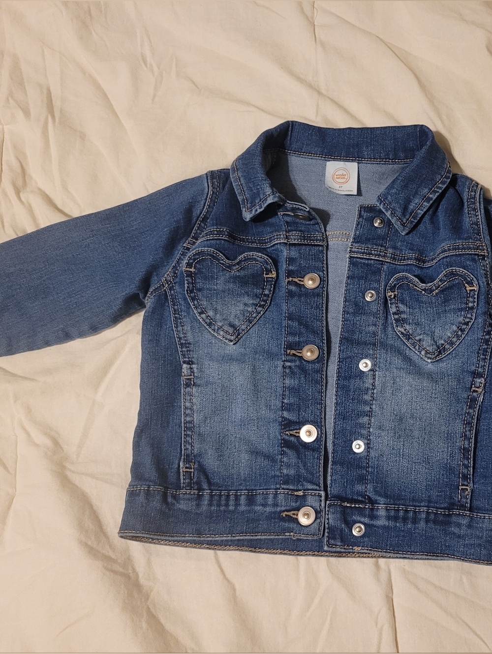 wonder nation Denim Jacket with Heart Pockets 3T